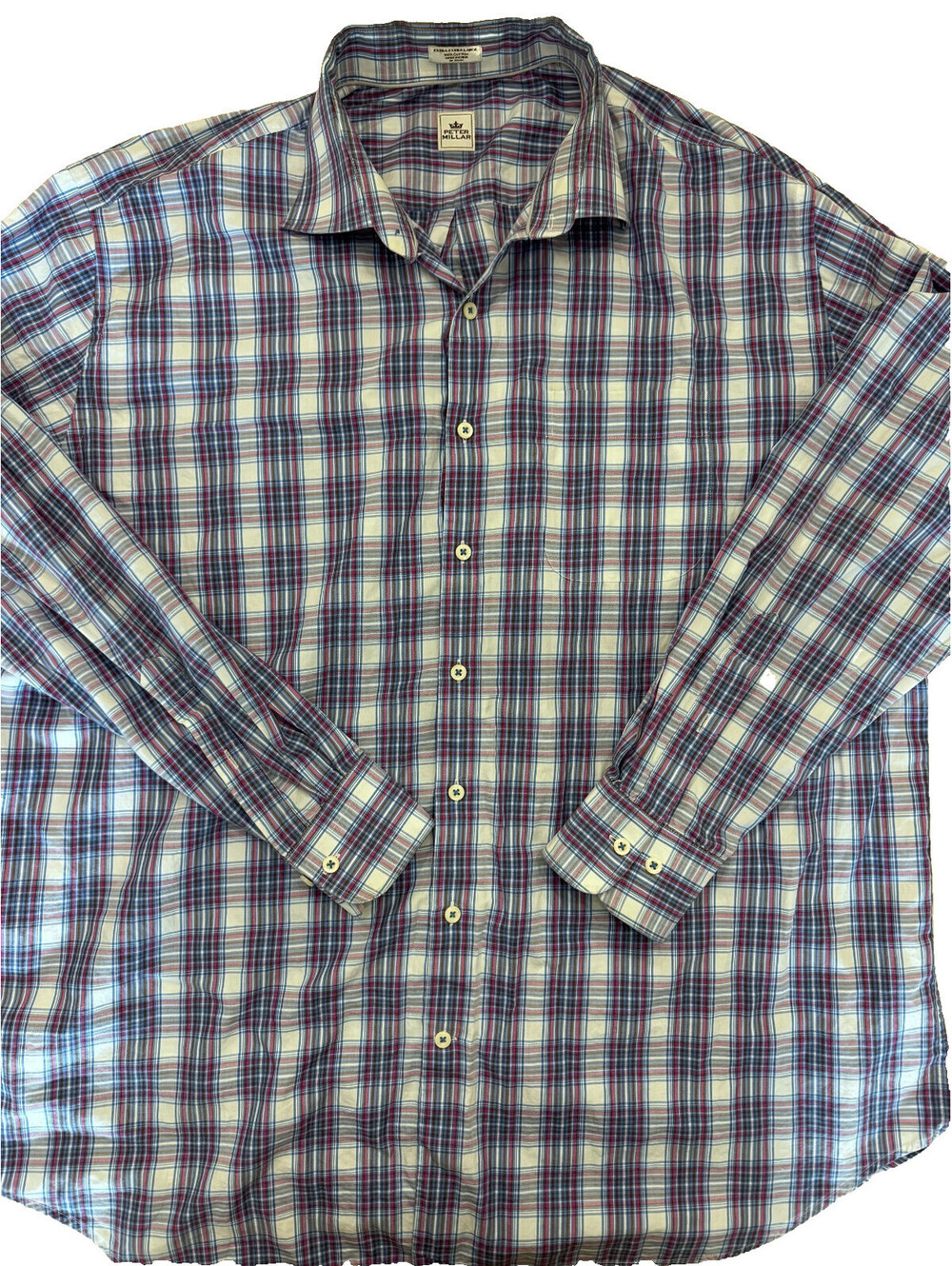 Peter Millar Men's Long Sleeve Shirt 2XL/XXL Multicolor Plaid